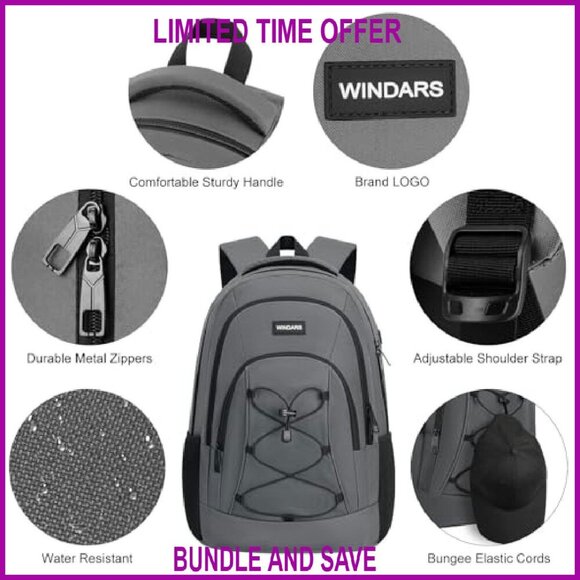 28L Laptop Backpack with USB Charger, Water Resistant Polyester, 15.6 Inch main image 6